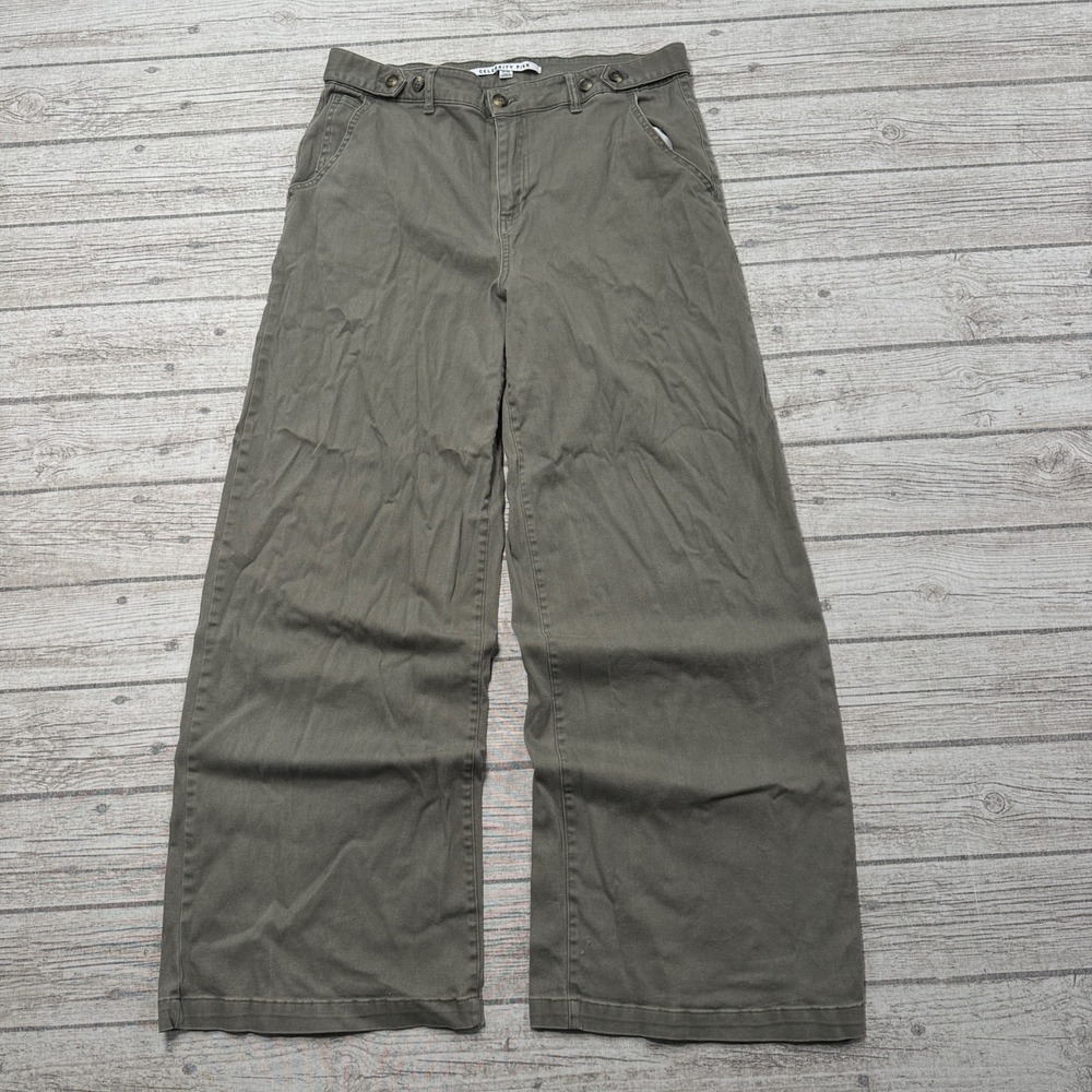 Celebrity Pink Pants Women's 11/30 Olive Green Wide Leg High Rise Baggy Workwear
